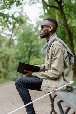 A Blind Man Sitting on the Bench