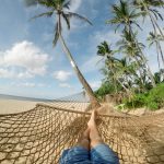 beach, hammock, blue sky