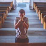 man, praying, church