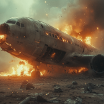 ai generated, plane, crash, plane crash, accident, disaster, broken, wreck, airplane, destroyed, collision, damage, wreckage, aircraft, flame, fire, heat, hot, burn, burning, explosion