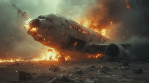 ai generated, plane, crash, plane crash, accident, disaster, broken, wreck, airplane, destroyed, collision, damage, wreckage, aircraft, flame, fire, heat, hot, burn, burning, explosion